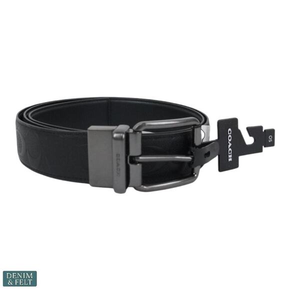 Coach Black Signature Leather Reversible Belt Harness Buckle 38mm NEW/NWT!! - Picture 2 of 9